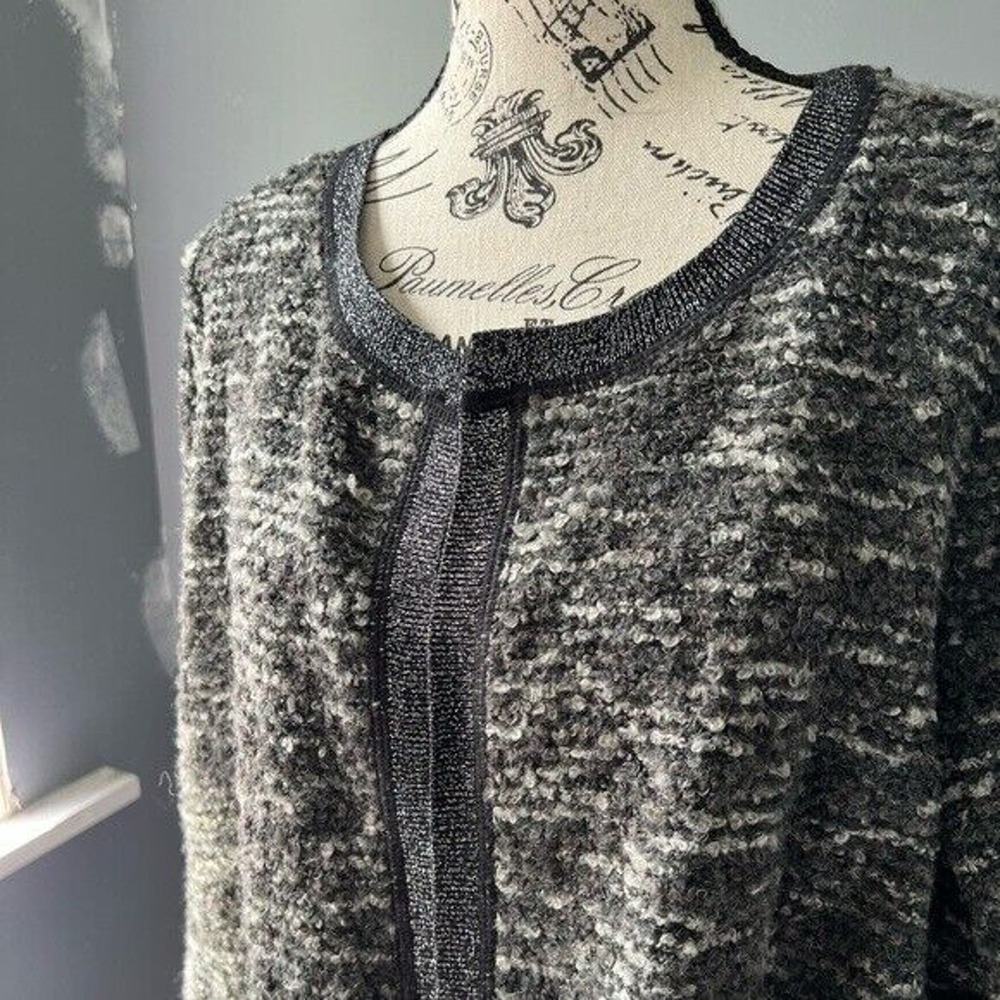 Ana white gray and black sparkly knit cardigan with pockets - Picture 2 of 10